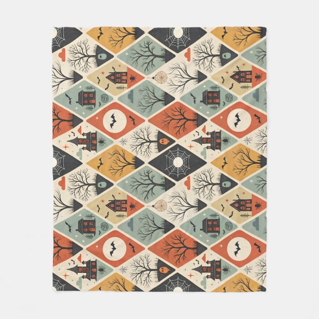 Dark ghost pattern fleece blanket (Front)