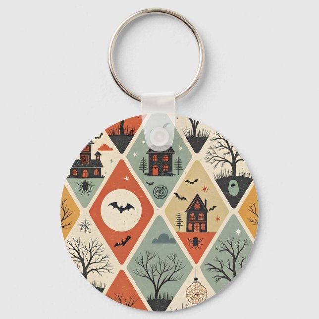 Dark ghost pattern keychain (Front)
