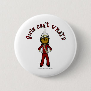 Dark Girl in Red Marching Band Uniform 2 Inch Round Button