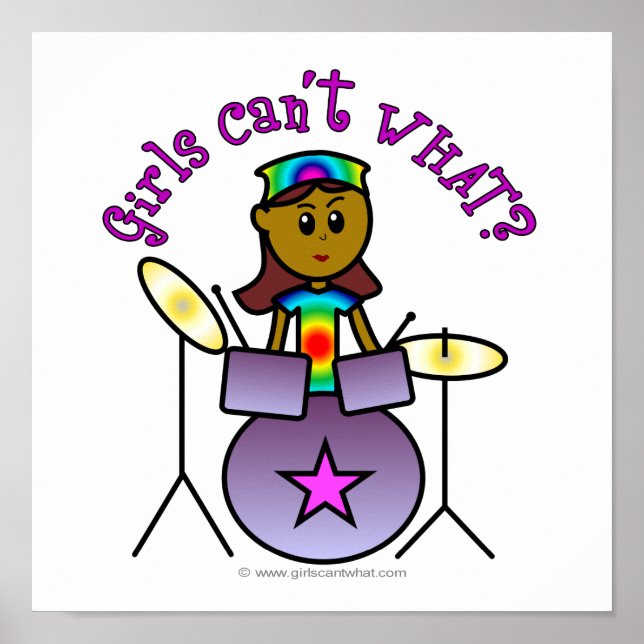 Dark Girl Playing Drums Poster (Front)