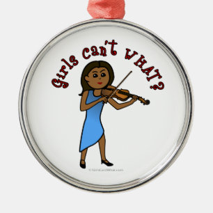 Dark Girl Playing Violin Metal Ornament