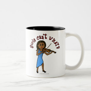 Dark Girl Playing Violin Two-Tone Coffee Mug
