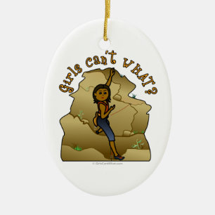 Dark Girl Rock Climber Ceramic Ornament