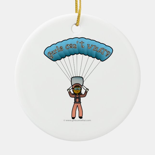 Dark Girl Sky Diver Ceramic Ornament (Front)