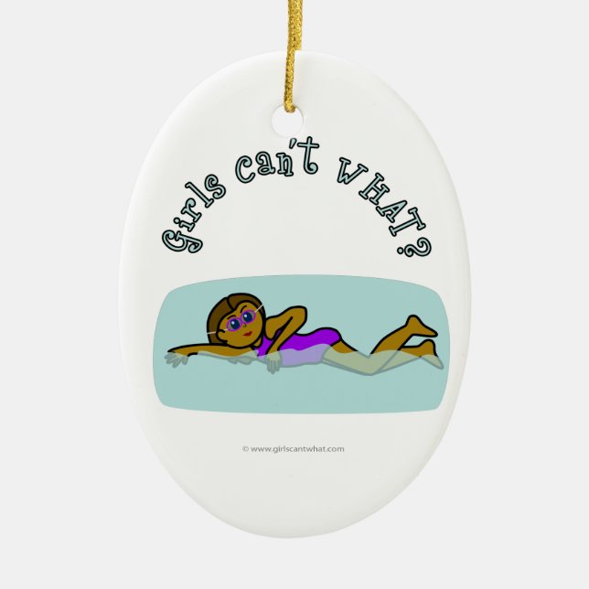 Dark Girl Swimming Ceramic Ornament (Front)