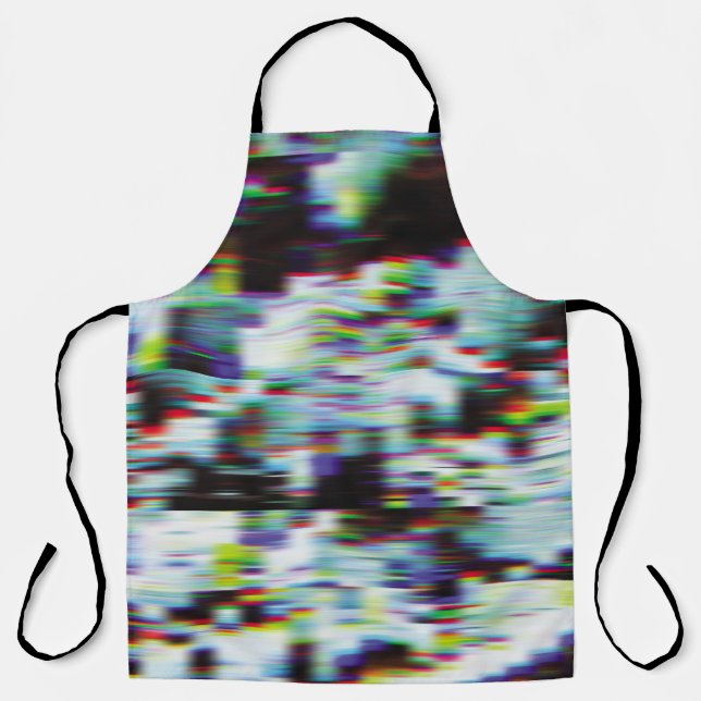 Dark glitch background, illustration. Black, blue, Apron (Front)