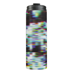 Dark glitch background, illustration. Black, blue, Thermal Tumbler