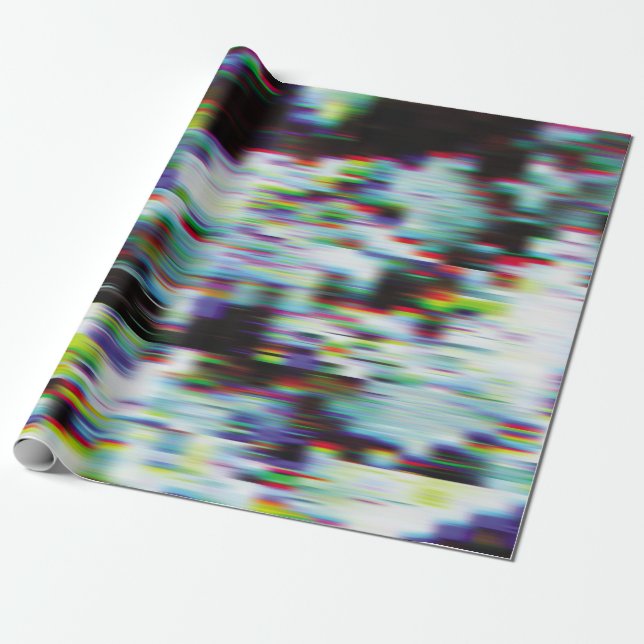 Dark glitch background, illustration. Black, blue, Wrapping Paper (Unrolled)