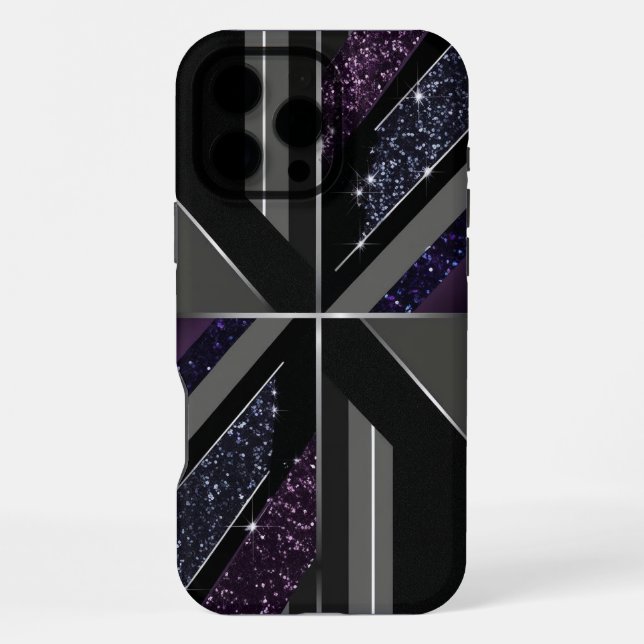 Dark Glitter Geometric iPhone Case (Back)