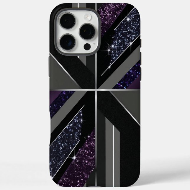Dark Glitter Geometric iPhone Case (Back)