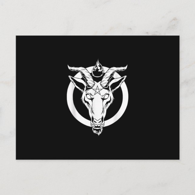 Dark Goat Baphomet, Satanic Lucifer Beelzebub Gift Announcement Postcard (Front)