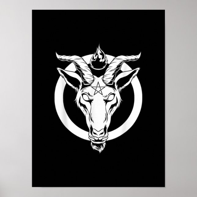 Dark Goat Baphomet, Satanic Lucifer Beelzebub Gift Poster (Front)