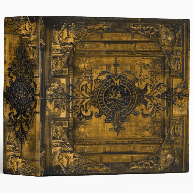 Dark Gold and Black Gothic Victorian Ancient Tome Binder (Front/Spine)