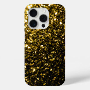 Dark gold faux glitter sparkles iPhone 15 pro case