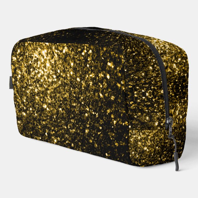 Dark gold faux glitter sparkles dopp kit (Right Corner)