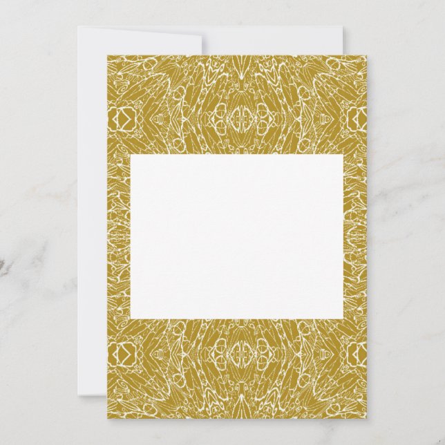 Dark gold geometric star wheel abstract art  invitation (Front)