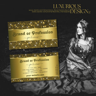 Dark Gold Glitter Sparkle Stars Decorative Golden Business Card