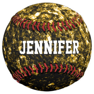 Dark gold glitter sparkles Your name Team Softball