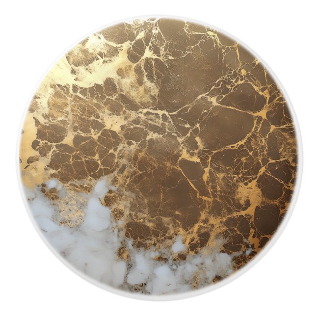 Dark Gold Marble Pattern Ceramic Knob (Front)
