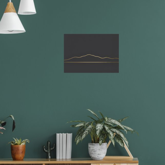 Dark Gold Mountain Line Poster (Living Room 1)
