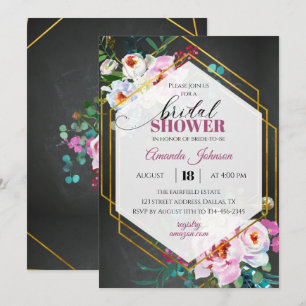Dark Gold Tropical Bridal Shower Invitation