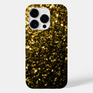 Dark gold yellow faux glitter sparkles Case-Mate iPhone 14 pro case