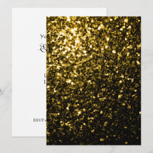 Dark gold yellow faux glitter sparkles Personalize Invitation