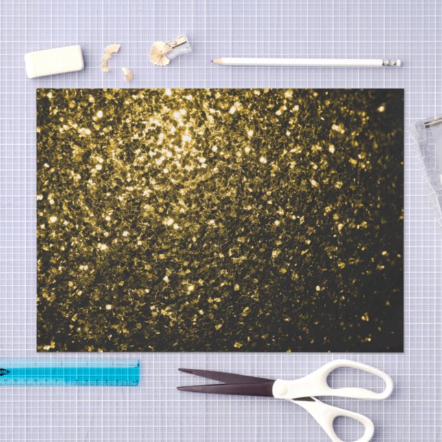 Dark gold yellow faux glitter sparkles tissue paper (Craft)
