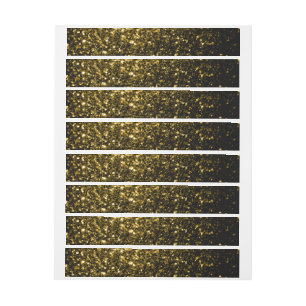 Dark gold yellow faux glitter sparkles wraparound address label