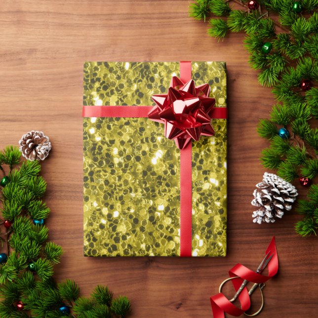  Dark gold yellow faux glitter sparkles Wrapping Paper (Holiday Gift)