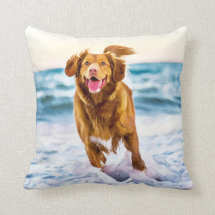 Dark Golden Retriever Dog Throw Pillow