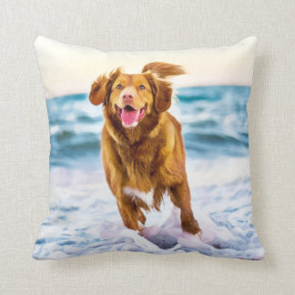 Dark Golden Retriever Dog Throw Pillow