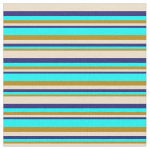 Dark Goldenrod, Aqua, Midnight Blue, and Tan Fabric