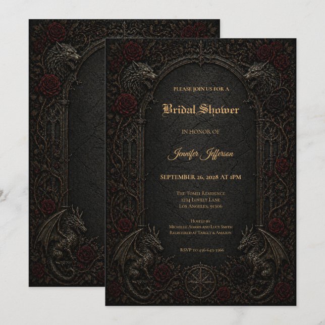 Dark GOT Gothic Bridal Shower invitation (Front/Back)
