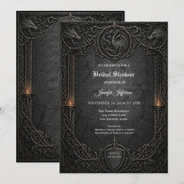 Dark GOT Gothic Bridal Shower invitation (Front/Back)