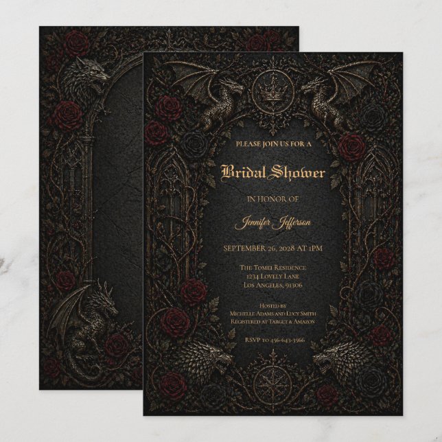 Dark GOT Gothic Bridal Shower invitation (Front/Back)