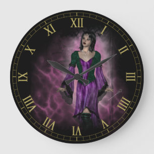 Dark Goth Girl Vignette Wall Clock