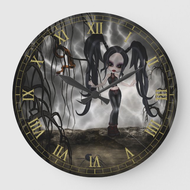 Dark Goth Girl Vignette Wall Clock (Front)