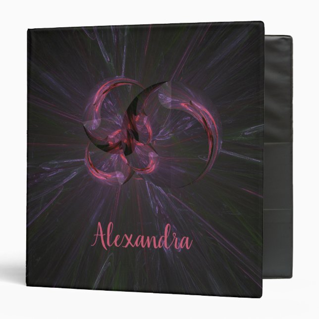 Dark Gothic Abstract Fractal Binder With Name (Front/Inside)