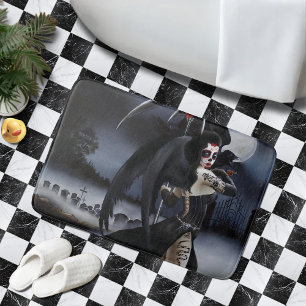 Dark Gothic Angel Death Sugar Skull Fantasy Bath Mat