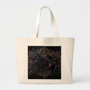 Dark Gothic Baroque Black Roses Placemat Large Tote Bag