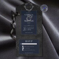 Dark Gothic Black & Blue Floral Satin No Dinner