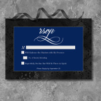 Dark Gothic Black Floral Satin Damask Blue Wedding