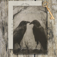 Dark Gothic Black & Tan Raven Script Dinner
