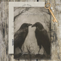 Dark Gothic Black & Tan Raven Script Wedding