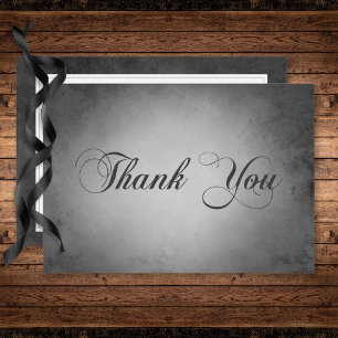 Dark Gothic Black Watercolor Moth Wedding Thank You Card