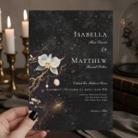 Dark Gothic Black & White Orchid Spells Wedding