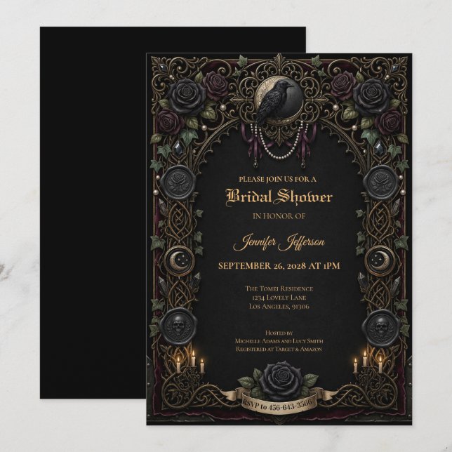 Dark Gothic Bridal Shower invitation (Front/Back)
