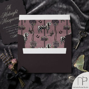 Dark Gothic Carousel Horse Return Address Envelope