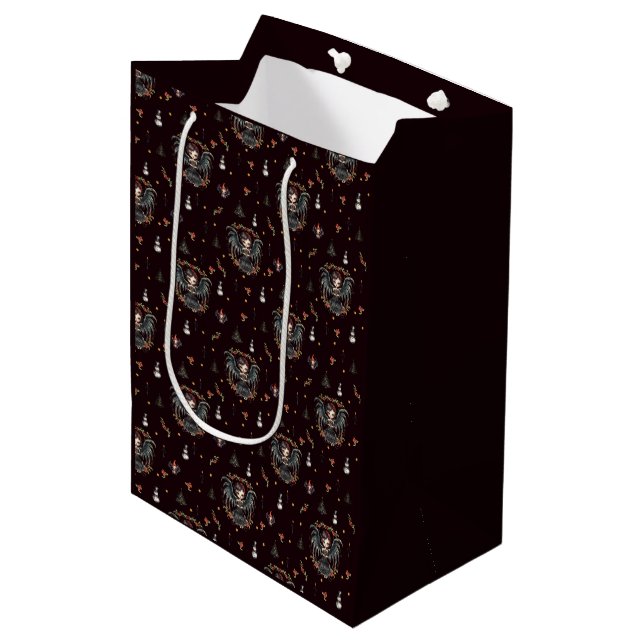 Dark Gothic Christmas Angel Medium Gift Bag (Front Angled)